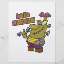 party like frankenstein cartoon flyer