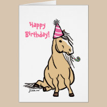 Party Pony Girls Birthday Card cards