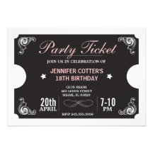 Party Ticket Custom Invitations