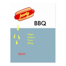 Party Time Hotdog invites Post Cards