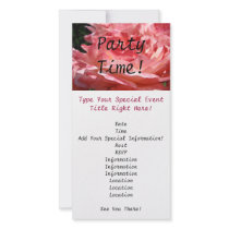 Party Time! Invitation Card Pink Rose Flower Event
