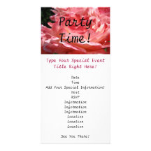 Party Time! Invitation Card Pink Rose Flower Event Photo Greeting Card