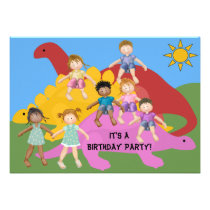 Party With The Dinos Birthday 5x7 Invitation invitations