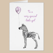 Party Zebra Girls Birthday Card cards