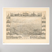 Pasadena, CA. Panoramic Map (1305A) Poster