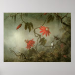 Passion Flowers and Hummingbirds by Martin J Heade Poster