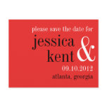 Passion red black typography modern save the date postcards