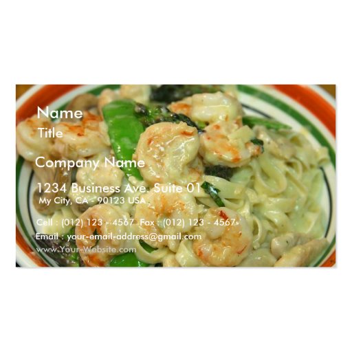 Pasta Shrimp Peapods Business Card Template