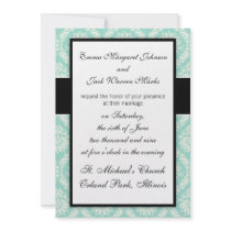 pastel aqua and cream fleur elegant damask personalized announcements