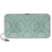 pastel aqua and cream fleur elegant damask iPod speakers