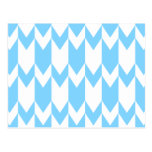 Pastel Blue and White Chevron Pattern. postcards