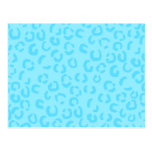 Pastel Blue Leopard Print Pattern. postcards