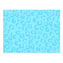 Pastel Blue Leopard Print Pattern. Post Cards