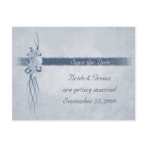 Pastel Blue Rose Bouquet - Save the Date Postcard