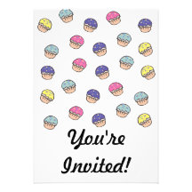 Pastel Cupcakes Pattern Custom Invitation