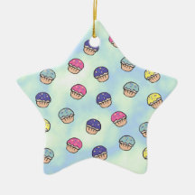 Pastel Cupcakes Pattern Ornament