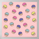 Pastel Cupcakes Pattern posters