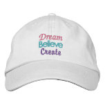Pastel Dream, Believe, Create embroidered hats