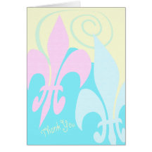 Pastel Fleur de Lis Art Thank You Greeting Cards