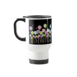 Pastel flower garden black & white travel mug