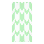 Pastel Green and White Chevron Pattern. Photo Cards