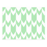Pastel Green and White Chevron Pattern. postcards