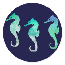 Pastel Green Watercolor Seahorses