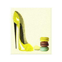 Pastel Lemon Stiletto and French Macaroons Canvas Canvas Print