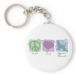 Pastel Peace, Love, and Afghan Hounds keychains
