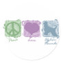 Pastel Peace, Love, and Afghan Hounds Round Sticker