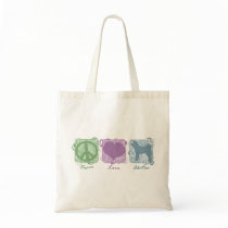 Pastel Peace, Love, and Akitas Canvas Bag