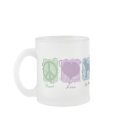 Pastel Peace, Love, and Akitas mugs