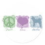 Pastel Peace, Love, and Akitas Round Sticker