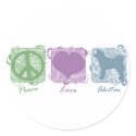 Pastel Peace, Love, and Akitas stickers