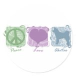 Pastel Peace, Love, and Akitas stickers