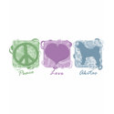 Pastel Peace, Love, and Akitas t-shirts