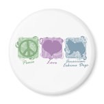 Pastel Peace, Love, and American Eskimo Dogs magnets