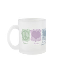 Pastel Peace, Love, and American Eskimo Dogs Mugs