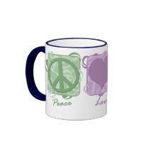Pastel Peace, Love, and Australian Cattle Dogs Mugs