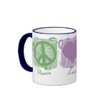 Pastel Peace, Love, and Australian Cattle Dogs mugs