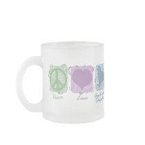 Pastel Peace, Love, and Australian Shepherds Coffee Mug