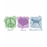 Pastel Peace, Love, and Bloodhounds t-shirts