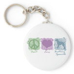 Pastel Peace, Love, and Brittany Spaniels keychains