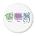 Pastel Peace, Love, and Brittany Spaniels magnets