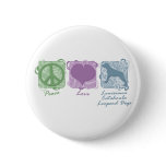Pastel Peace, Love, and Catahoula Leopard Dogs Pinback Button