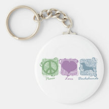 Pastel Peace, Love, and Dachshunds Keychains