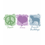 Pastel Peace, Love, and French Bulldogs t-shirts