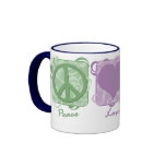 Pastel Peace, Love, and Greater Swiss Mountain Dog mugs