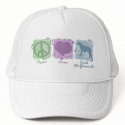Pastel Peace, Love, and Irish Wolfhounds hats