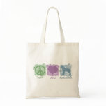 Pastel Peace, Love, and Rottweilers bags